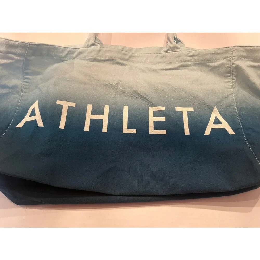 Athleta Tote Bag Gym Blue Ombre Large Canvas Shopping Bag‎ Travel